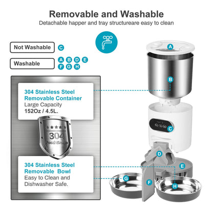 SmartFeed 4.5L WiFi Automatic Pet Feeder | App-Controlled with Dual Bowls for Multiple Pets