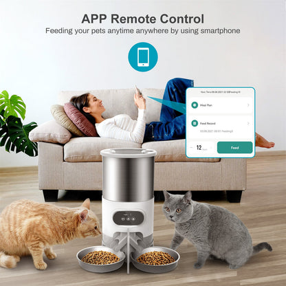SmartFeed 4.5L WiFi Automatic Pet Feeder | App-Controlled with Dual Bowls for Multiple Pets