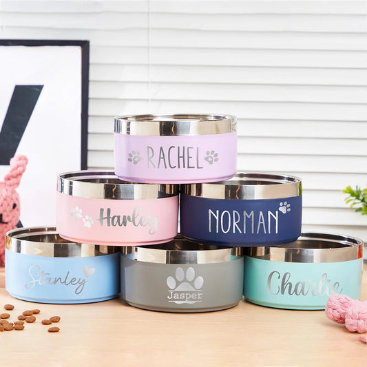 Customized stainless steel bowl for dogs and cats, with a double suction system for feeding pets, large capacity for food and water