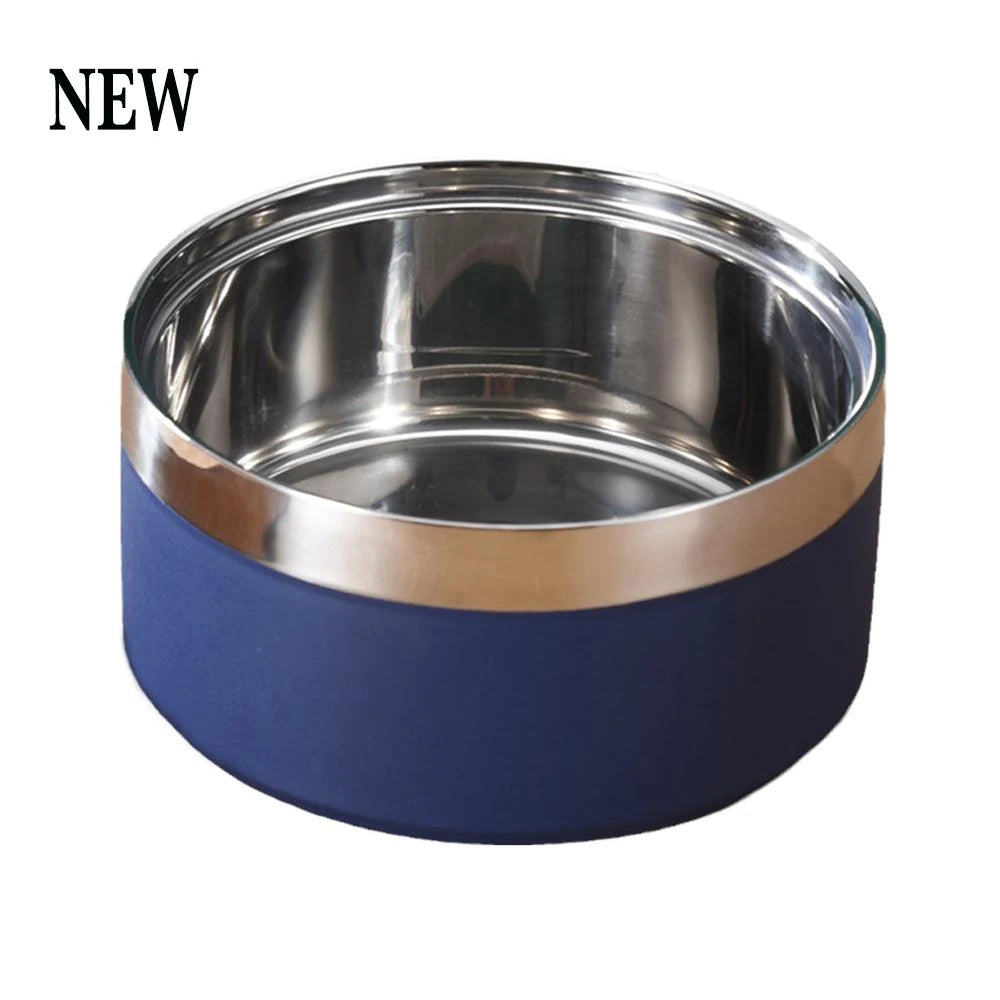 Customized stainless steel bowl for dogs and cats, with a double suction system for feeding pets, large capacity for food and water