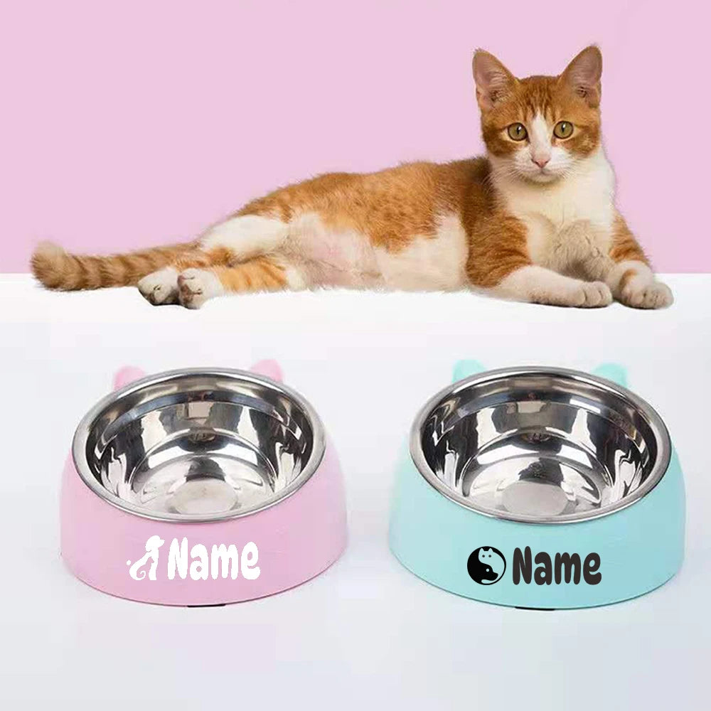 Custom Cat Dog Bowl 15 Degrees Raised Non Slip Puppy Steel