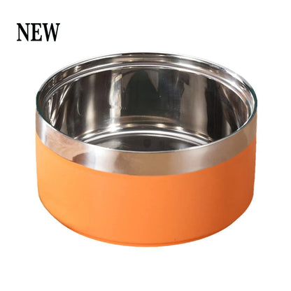 Customized stainless steel bowl for dogs and cats, with a double suction system for feeding pets, large capacity for food and water
