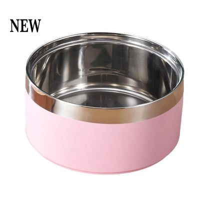 Customized stainless steel bowl for dogs and cats, with a double suction system for feeding pets, large capacity for food and water