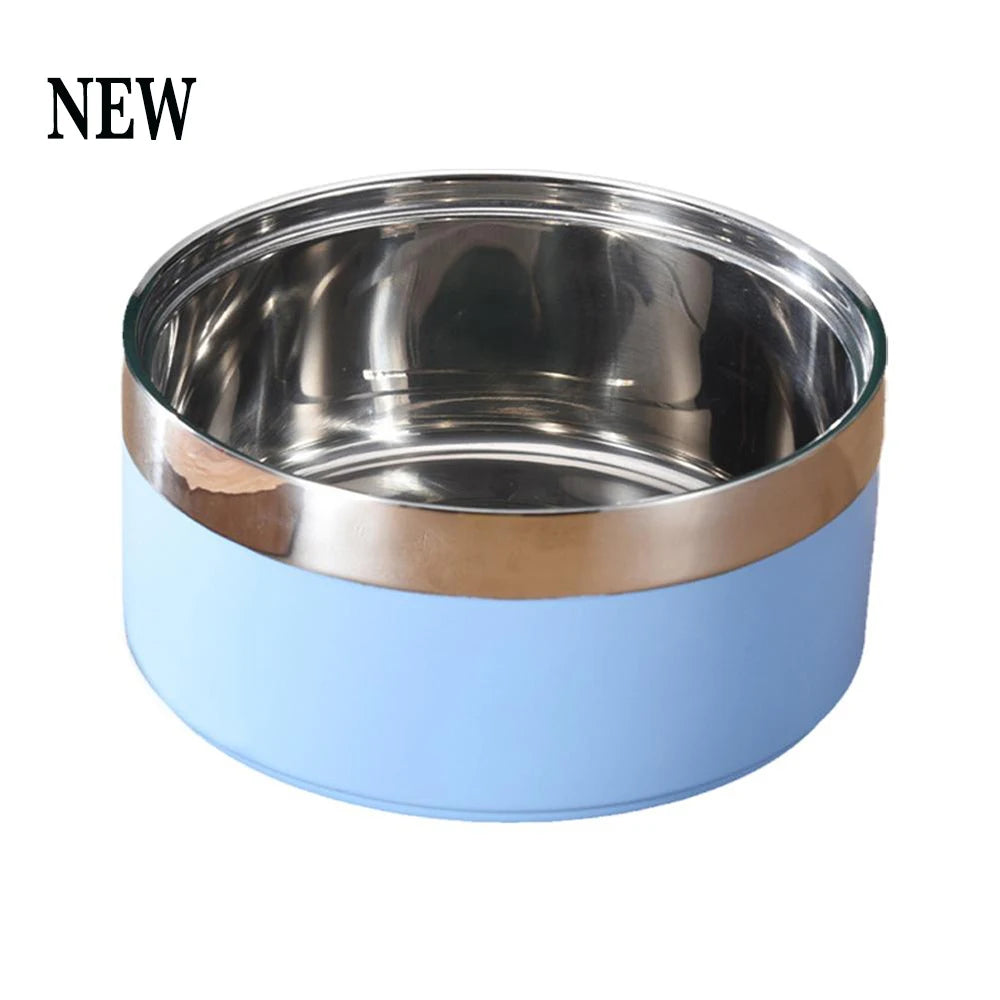 Customized stainless steel bowl for dogs and cats, with a double suction system for feeding pets, large capacity for food and water