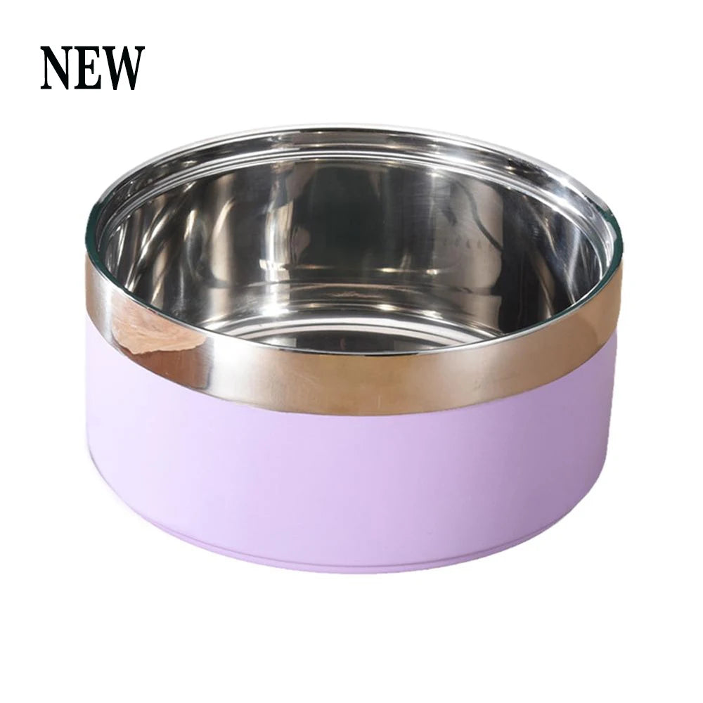 Customized stainless steel bowl for dogs and cats, with a double suction system for feeding pets, large capacity for food and water