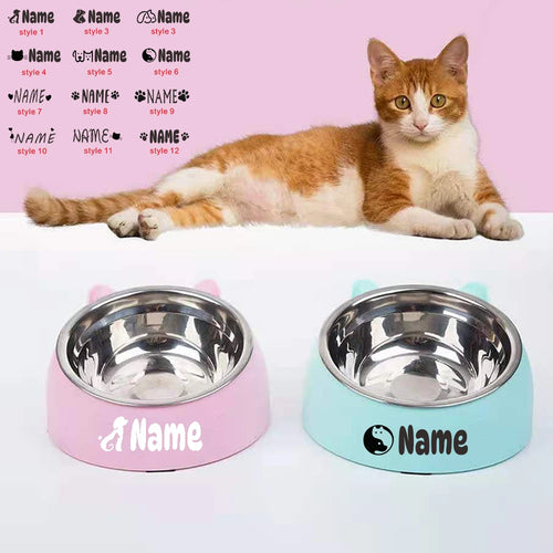 Custom Cat Dog Bowl 15 Degrees Raised Non Slip Puppy Steel