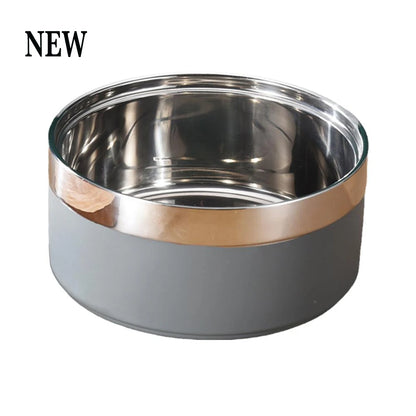 Customized stainless steel bowl for dogs and cats, with a double suction system for feeding pets, large capacity for food and water