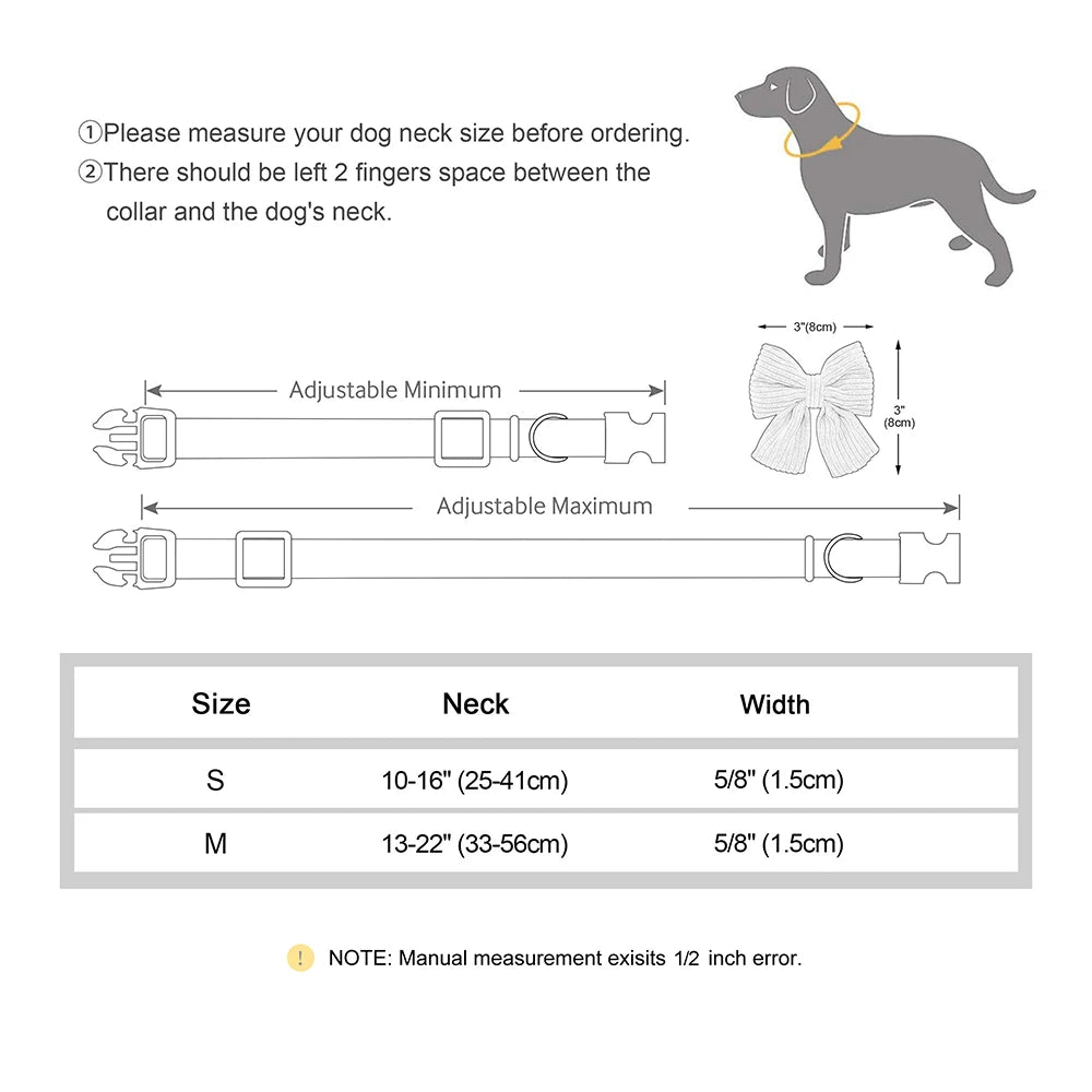 Personalized Collar With Large Bow, Pet Identification Tag, Free Engraving
