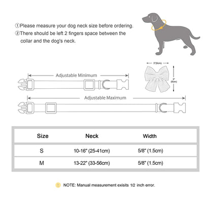 Personalized Collar With Large Bow, Pet Identification Tag, Free Engraving