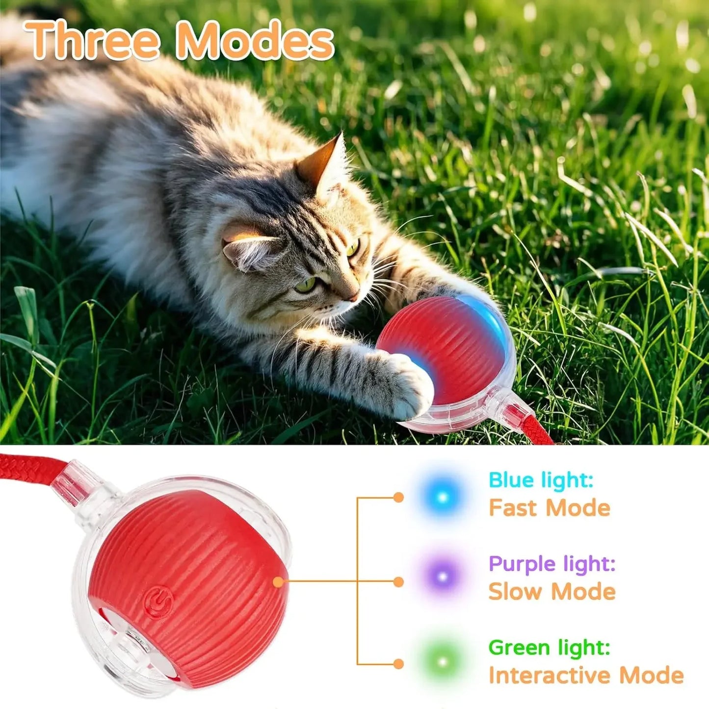 Interactive Pet Ball for Cats, Automatic Smart Spinning Ball