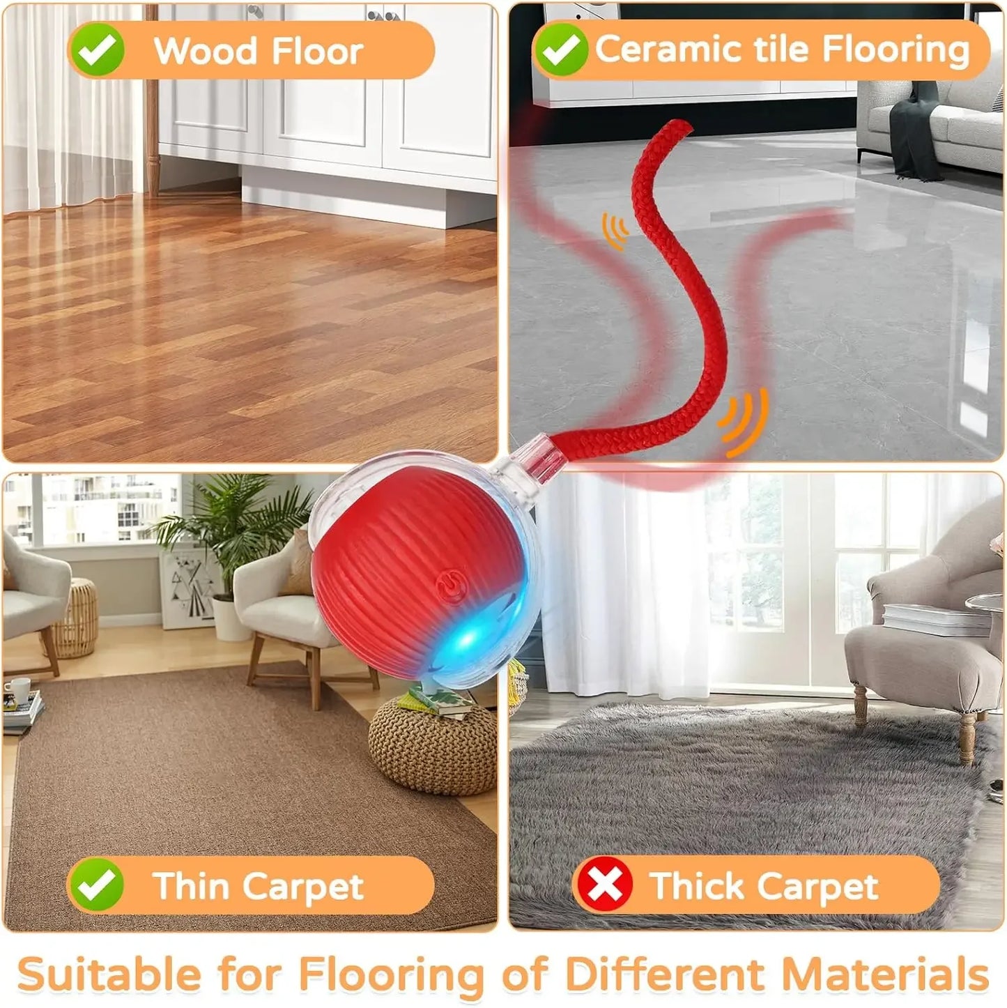 Interactive Pet Ball for Cats, Automatic Smart Spinning Ball