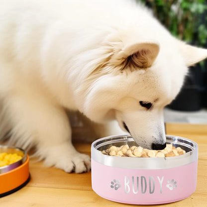 Customized stainless steel bowl for dogs and cats, with a double suction system for feeding pets, large capacity for food and water