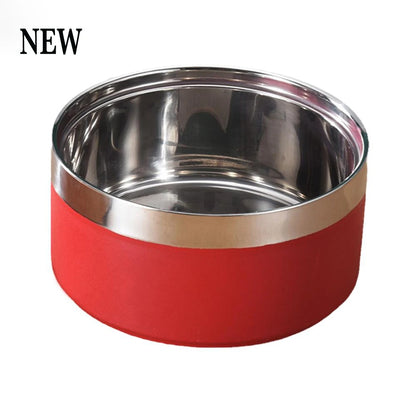 Customized stainless steel bowl for dogs and cats, with a double suction system for feeding pets, large capacity for food and water